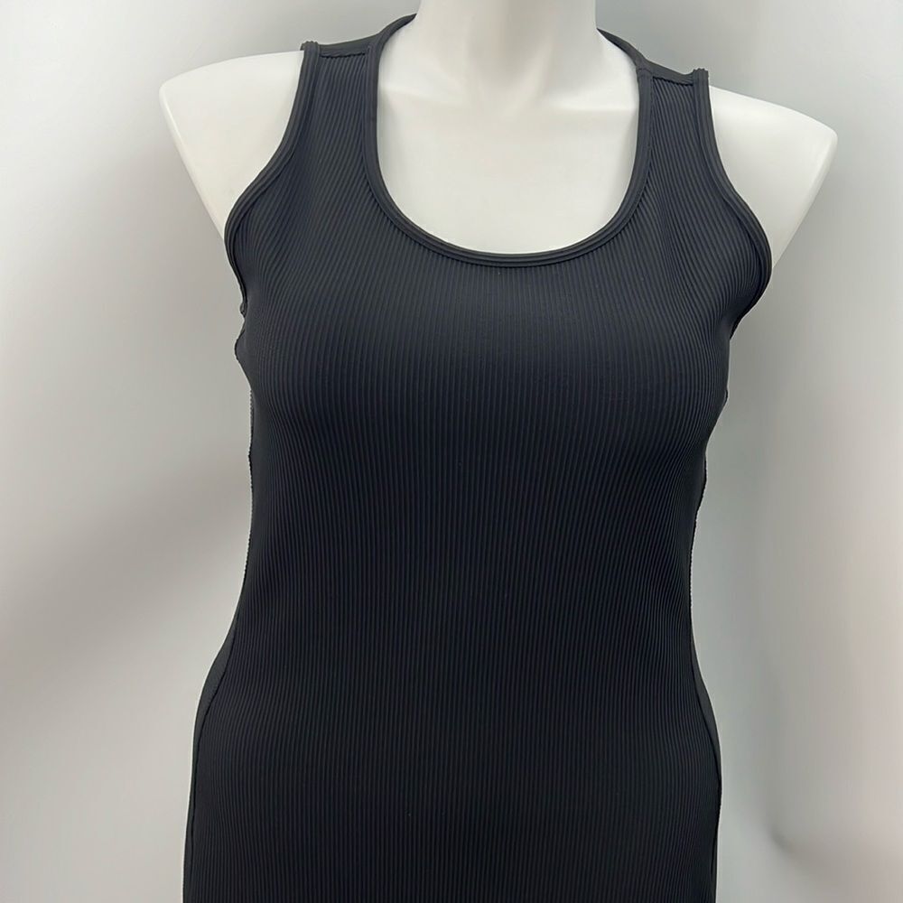 Athleta black ribbed sheath casual sleeveless dress large